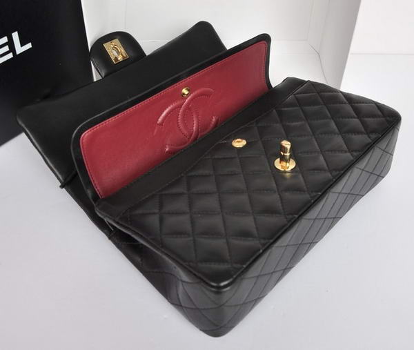 Chanel A1112 2.55 Series Flap Bag Original Leather Black Gold Chanel A1112 2.55 Series Flap Bag Original Leather Black Gold