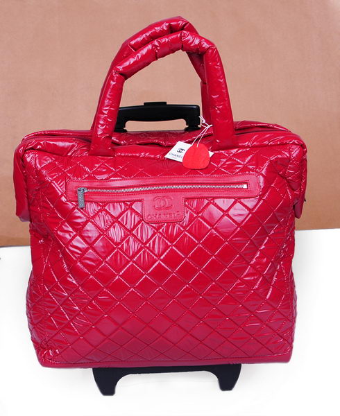 Chanel CoCo Cocoon Quilted Nylon Trolley A47205 Red Chanel CoCo Cocoon Quilted Nylon Trolley A47205 Red
