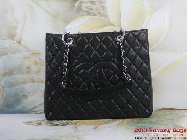 Chanel A50995 Black Original Cannage Leather Shoulder Bag Silver Chanel A50995 Black Original Cannage Leather Shoulder Bag Silver