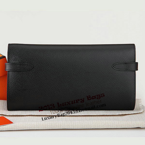 Hermes Kelly Original Saffiano Leather Bi-Fold Wallet A708 Black Hermes Kelly Original Saffiano Leather Bi-Fold Wallet A708 Black
