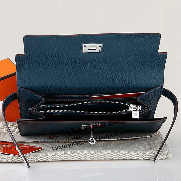 Hermes Kelly Original Saffiano Leather Bi-Fold Wallet A708 Dark Blue Hermes Kelly Original Saffiano Leather Bi-Fold Wallet A708 Dark Blue