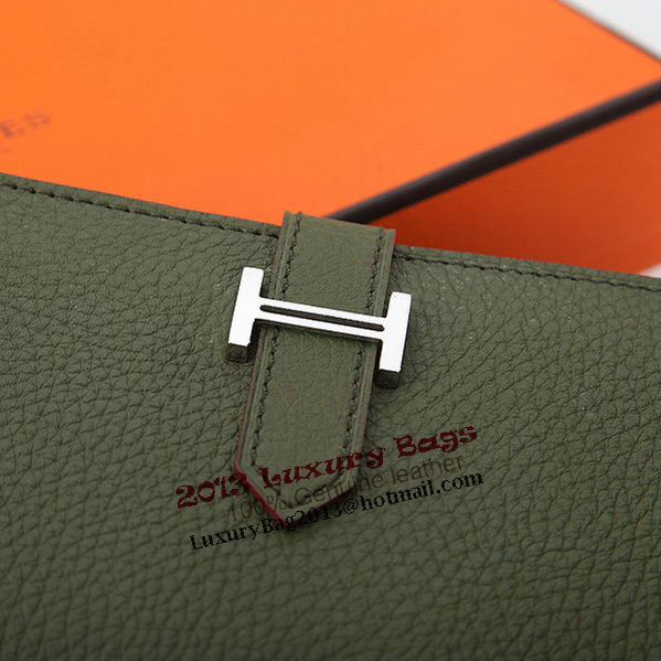 Hermes Bearn Japonaise Bi-Fold Wallet Grainy Leather A208 Dark Green Hermes Bearn Japonaise Bi-Fold Wallet Grainy Leather A208 Dark Green