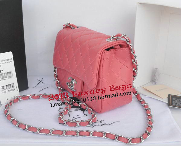 Chanel mini Classic Flap Bag Light Red Original Sheekskin 1115 Silver Chanel mini Classic Flap Bag Light Red Original Sheekskin 1115 Silver