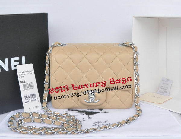 Chanel mini Classic Flap Bag Apricot Original Sheekskin CHA1115 Silver Chanel mini Classic Flap Bag Apricot Original Sheekskin CHA1115 Silver