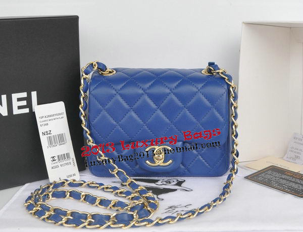 Chanel mini Classic Flap Bag Blue Original Sheekskin CHA1115 Gold Chanel mini Classic Flap Bag Blue Original Sheekskin CHA1115 Gold