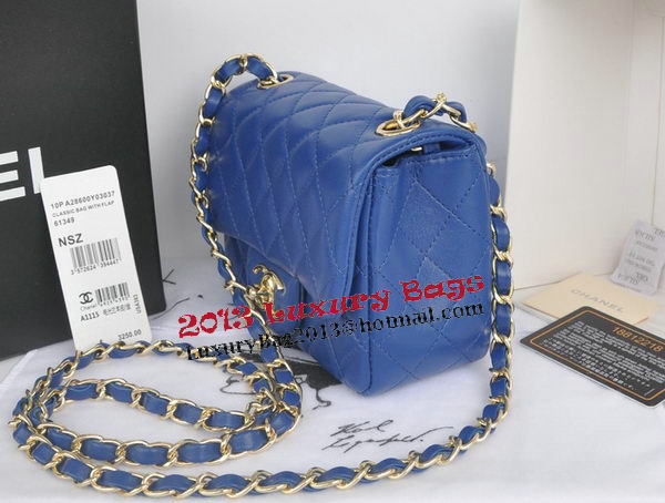 Chanel mini Classic Flap Bag Blue Original Sheekskin CHA1115 Gold Chanel mini Classic Flap Bag Blue Original Sheekskin CHA1115 Gold