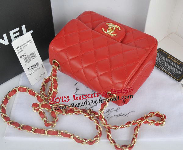 Chanel mini Classic Flap Bag Red Original Sheekskin CHA1115 Gold Chanel mini Classic Flap Bag Red Original Sheekskin CHA1115 Gold