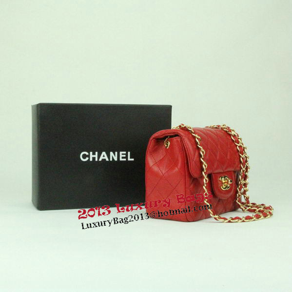 Chanel mini Classic Flap Bag Red Leather 1115 Gold Chain Chanel mini Classic Flap Bag Red Leather 1115 Gold Chain