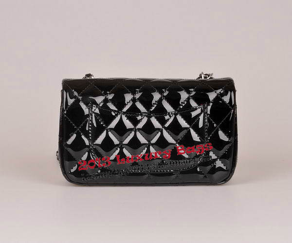 Chanel mini Classic Flap Bag Black Patent Leather 1117 Silver Chanel mini Classic Flap Bag Black Patent Leather 1117 Silver