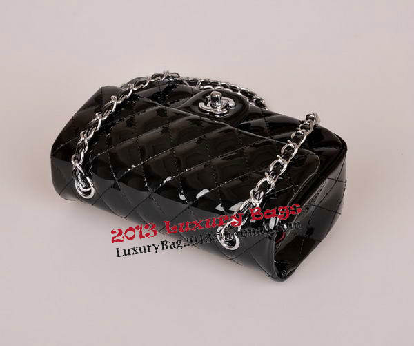 Chanel mini Classic Flap Bag Black Patent Leather 1117 Silver Chanel mini Classic Flap Bag Black Patent Leather 1117 Silver