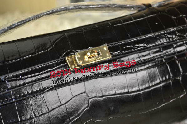 Hermes Kelly Clutch Bag Croco Leather K31 Black Hermes Kelly Clutch Bag Croco Leather K31 Black