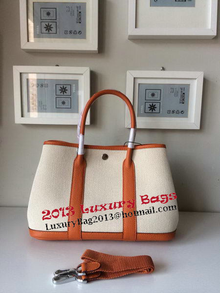 Hermes Garden Party 30CM Bag Canvas Leather H11S Orange Hermes Garden Party 30CM Bag Canvas Leather H11S Orange