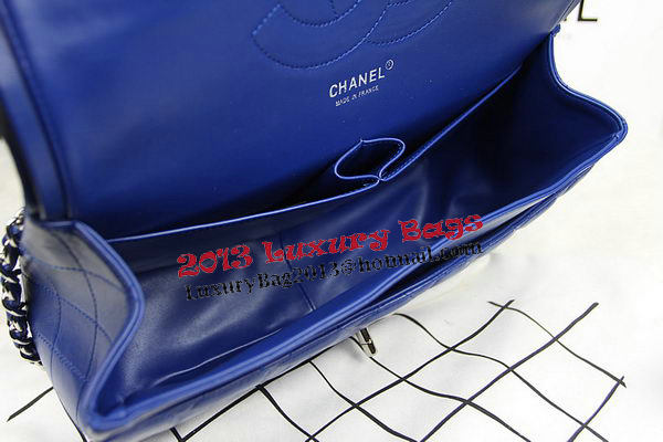 Chanel Classic Flap Bag Blue Original Leather CF1113 Silver Chanel Classic Flap Bag Blue Original Leather CF1113 Silver