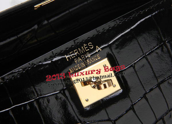 Hermes Kelly Clutch Bag Croco Leather K1002 Black Hermes Kelly Clutch Bag Croco Leather K1002 Black