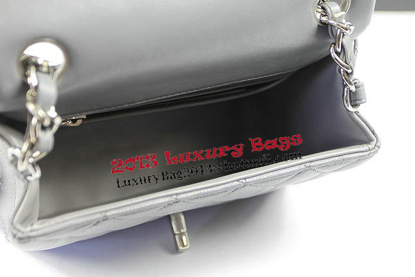 Chanel Classic MINI Flap Bag Grey Original Sheep Leather CF1115 Silver Chanel Classic MINI Flap Bag Grey Original Sheep Leather CF1115 Silver