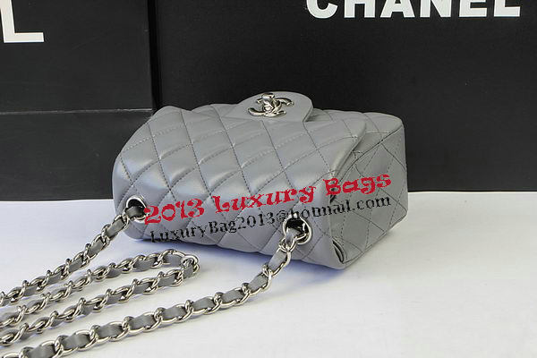 Chanel Classic MINI Flap Bag Grey Original Sheep Leather CF1115 Silver Chanel Classic MINI Flap Bag Grey Original Sheep Leather CF1115 Silver