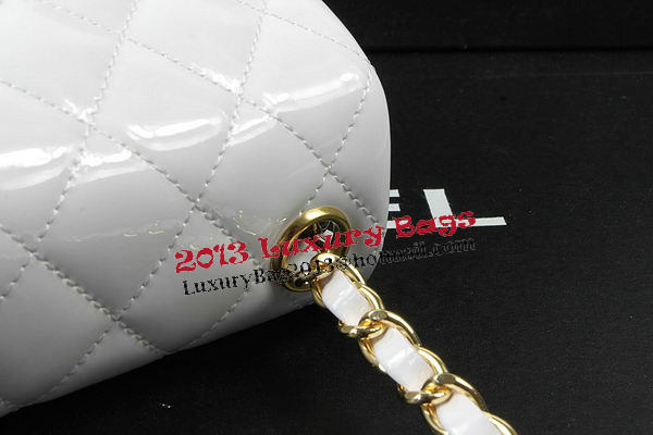 Chanel Classic MINI Flap Bag White Original Patent Leather CF1115 Gold Chanel Classic MINI Flap Bag White Original Patent Leather CF1115 Gold