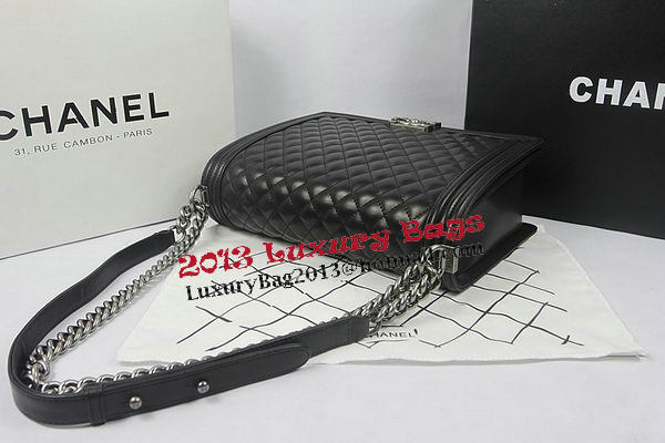 Boy Chanel Flap Shoulder Bag Black Original Sheepskin A67087 Silver Boy Chanel Flap Shoulder Bag Black Original Sheepskin A67087 Silver