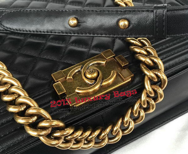 Chanel Boy Flap Shoulder Bag Original Black Sheepskin Leather A67087 Gold Chanel Boy Flap Shoulder Bag Original Black Sheepskin Leather A67087 Gold