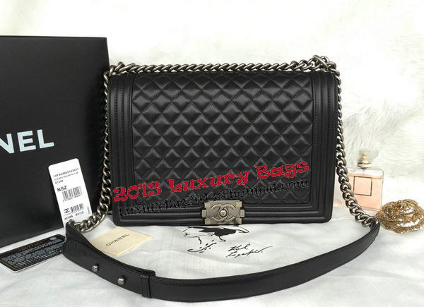 Chanel Boy Flap Shoulder Bag Original Black Sheepskin Leather A67087 Silver Chanel Boy Flap Shoulder Bag Original Black Sheepskin Leather A67087 Silver