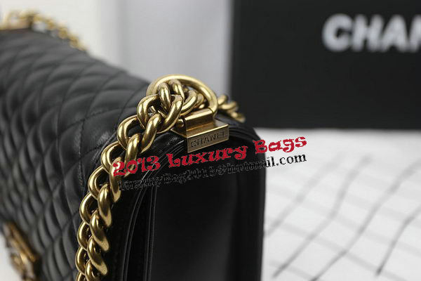 Boy Chanel Flap Shoulder Bags Black Original Sheepskin A67025 Gold Boy Chanel Flap Shoulder Bags Black Original Sheepskin A67025 Gold
