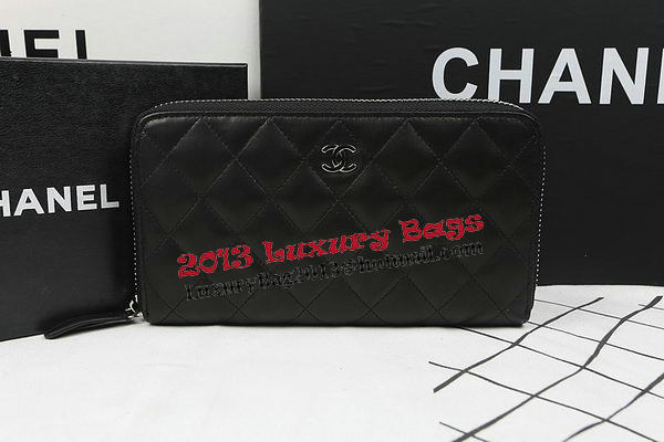 Chanel Matelasse Zip Around Wallet Black Sheepskin A50097 Silver Chanel Matelasse Zip Around Wallet Black Sheepskin A50097 Silver