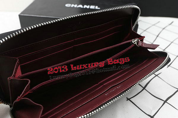 Chanel Matelasse Zip Around Wallet Black Sheepskin A50097 Silver Chanel Matelasse Zip Around Wallet Black Sheepskin A50097 Silver