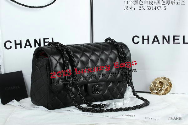 Chanel 2.55 Series Flap Bags Sheepskin Leather A1112 Black Chanel 2.55 Series Flap Bags Sheepskin Leather A1112 Black