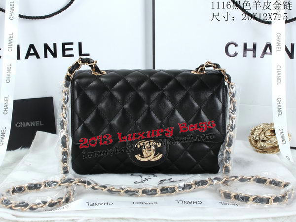 Chanel Classic Flap Bags Sheepskin Leather A1116 Black Chanel Classic Flap Bags Sheepskin Leather A1116 Black