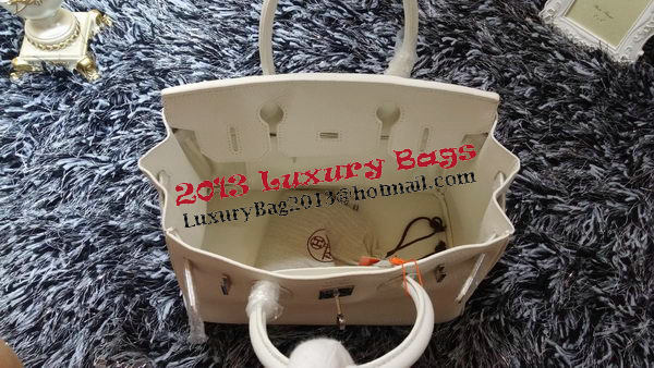 Hermes Birkin 30CM Tote Bags Litchi Leather H30LI White Hermes Birkin 30CM Tote Bags Litchi Leather H30LI White