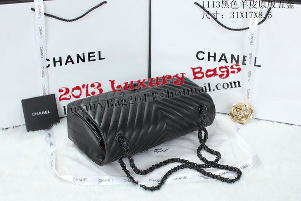 Chanel Classic Flap Bag Lambskin Chevron Quilting A01113 Black Chanel Classic Flap Bag Lambskin Chevron Quilting A01113 Black