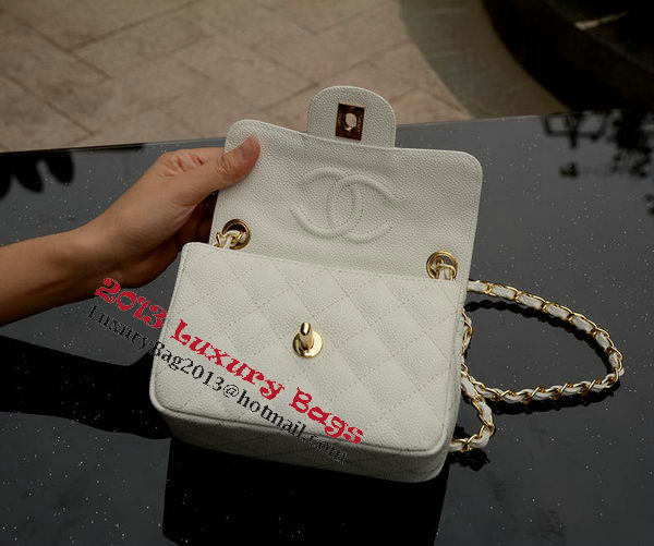 Chanel Classic MINI Flap Bag White Cannage Pattern A1115 Gold Chanel Classic MINI Flap Bag White Cannage Pattern A1115 Gold