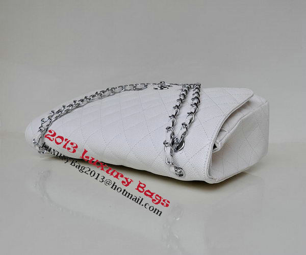Chanel Maxi Quilted Classic Flap Bag White Cannage Patterns A58601 Silver Chanel Maxi Quilted Classic Flap Bag White Cannage Patterns A58601 Silver