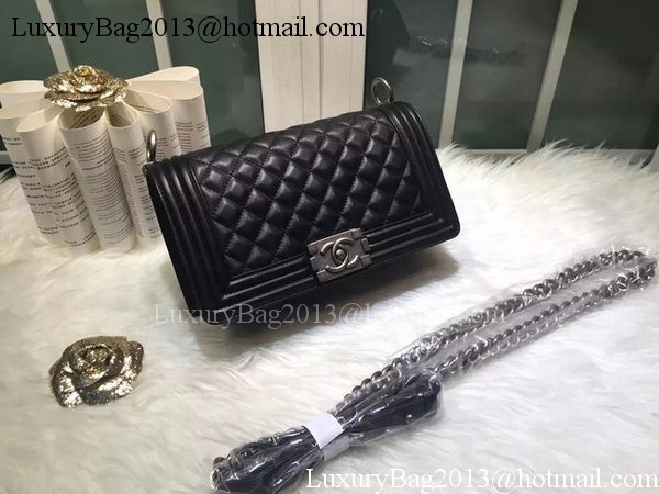 Boy Chanel Flap Shoulder Bag Black Sheepskin Leather A67086 Silver Boy Chanel Flap Shoulder Bag Black Sheepskin Leather A67086 Silver