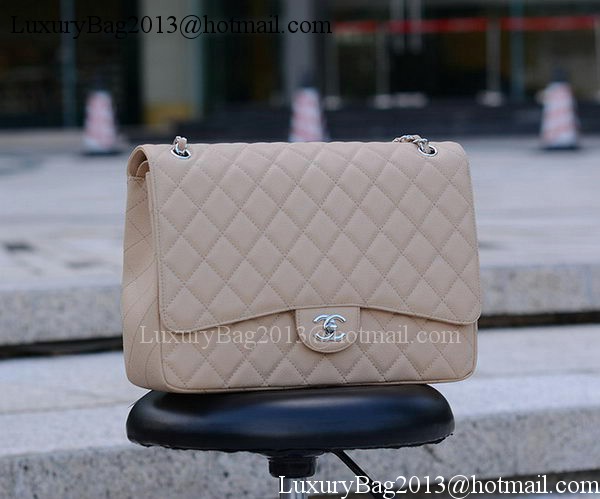 Chanel Maxi Quilted Classic Flap Bag Apricot Cannage Pattern A58601 Silver Chanel Maxi Quilted Classic Flap Bag Apricot Cannage Pattern A58601 Silver