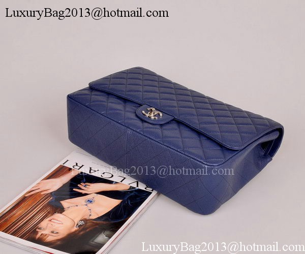 Chanel Maxi Quilted Classic Flap Bag Blue Cannage Pattern A58601 Silver Chanel Maxi Quilted Classic Flap Bag Blue Cannage Pattern A58601 Silver