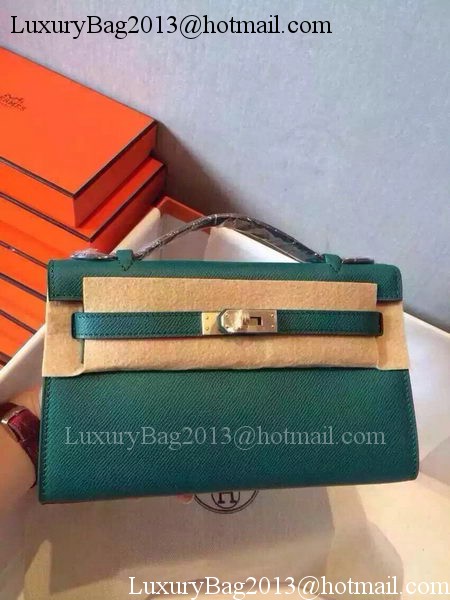 Hermes MINI Kelly 22cm Tote Bag Calfskin Leather K22 Dark Green Hermes MINI Kelly 22cm Tote Bag Calfskin Leather K22 Dark Green