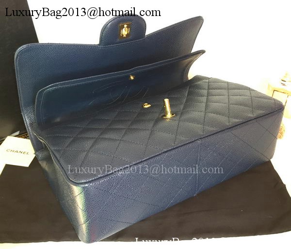 Chanel Jumbo Double Flaps Bag Blue Cannage Pattern A36097 Gold Chanel Jumbo Double Flaps Bag Blue Cannage Pattern A36097 Gold
