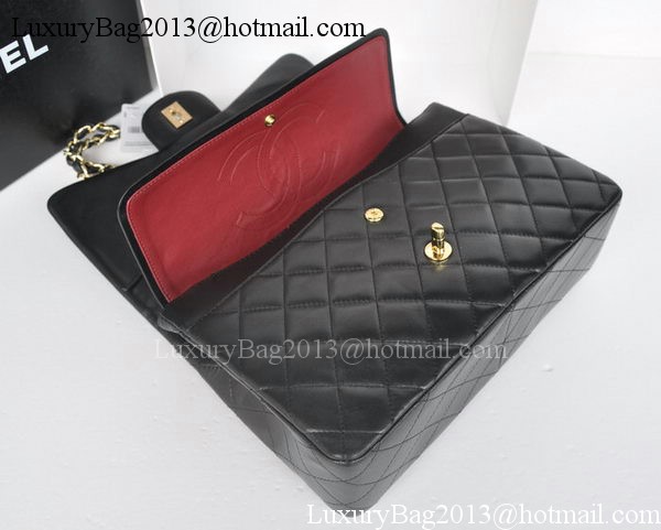 Chanel Jumbo Double Flaps Bags Black Sheepskin Leather A36097 Gold Chanel Jumbo Double Flaps Bags Black Sheepskin Leather A36097 Gold