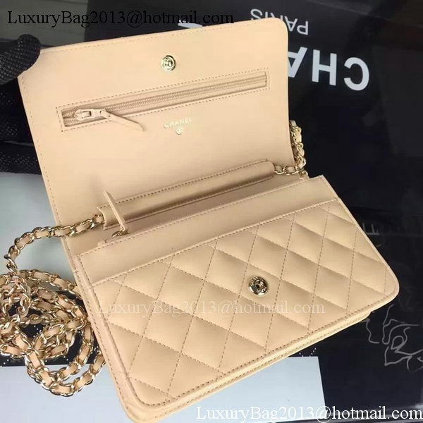Chanel WOC mini Flap Bag Apricot Sheepskin A5373 Gold Chanel WOC mini Flap Bag Apricot Sheepskin A5373 Gold