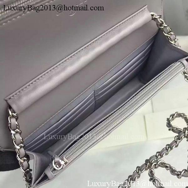 Chanel WOC mini Flap Bag Grey Sheepskin A5373 Silver Chanel WOC mini Flap Bag Grey Sheepskin A5373 Silver