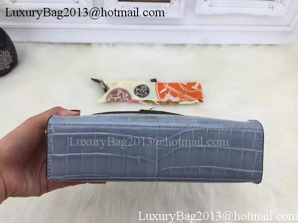 Hermes MINI Kelly 22cm Tote Bag Croco Leather KL22 SkyBlue Hermes MINI Kelly 22cm Tote Bag Croco Leather KL22 SkyBlue