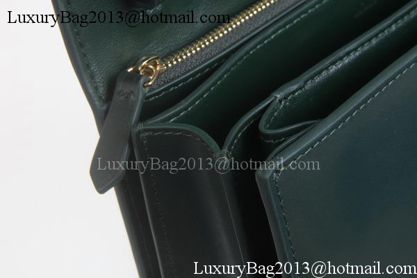 Celine Classic Box Flap Bag Calfskin Leather C3369 Green Celine Classic Box Flap Bag Calfskin Leather C3369 Green