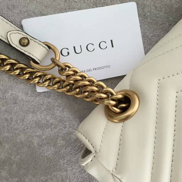 Gucci GG Marmont Sheenskin Shoulder Bag 443497A While Gucci GG Marmont Sheenskin Shoulder Bag 443497A While