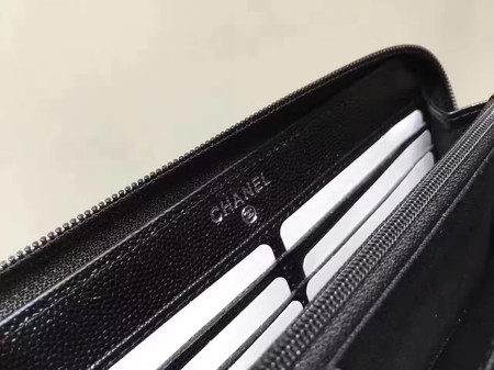 Boy Chanel Zip Around Wallet Black Cannage Pattern CHA5264 Silver Boy Chanel Zip Around Wallet Black Cannage Pattern CHA5264 Silver