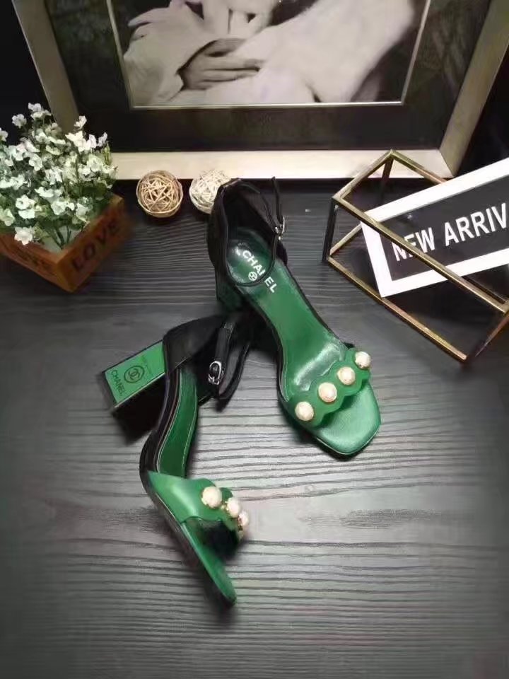 Chanel 60mm Sandal Leather CH2147 Green Chanel 60mm Sandal Leather CH2147 Green