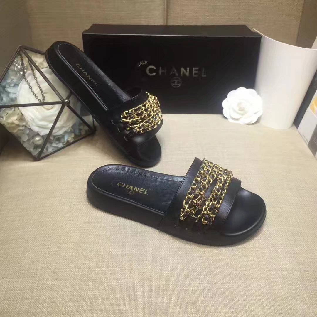 Chanel Slipper Leather CH2149 Black Chanel Slipper Leather CH2149 Black