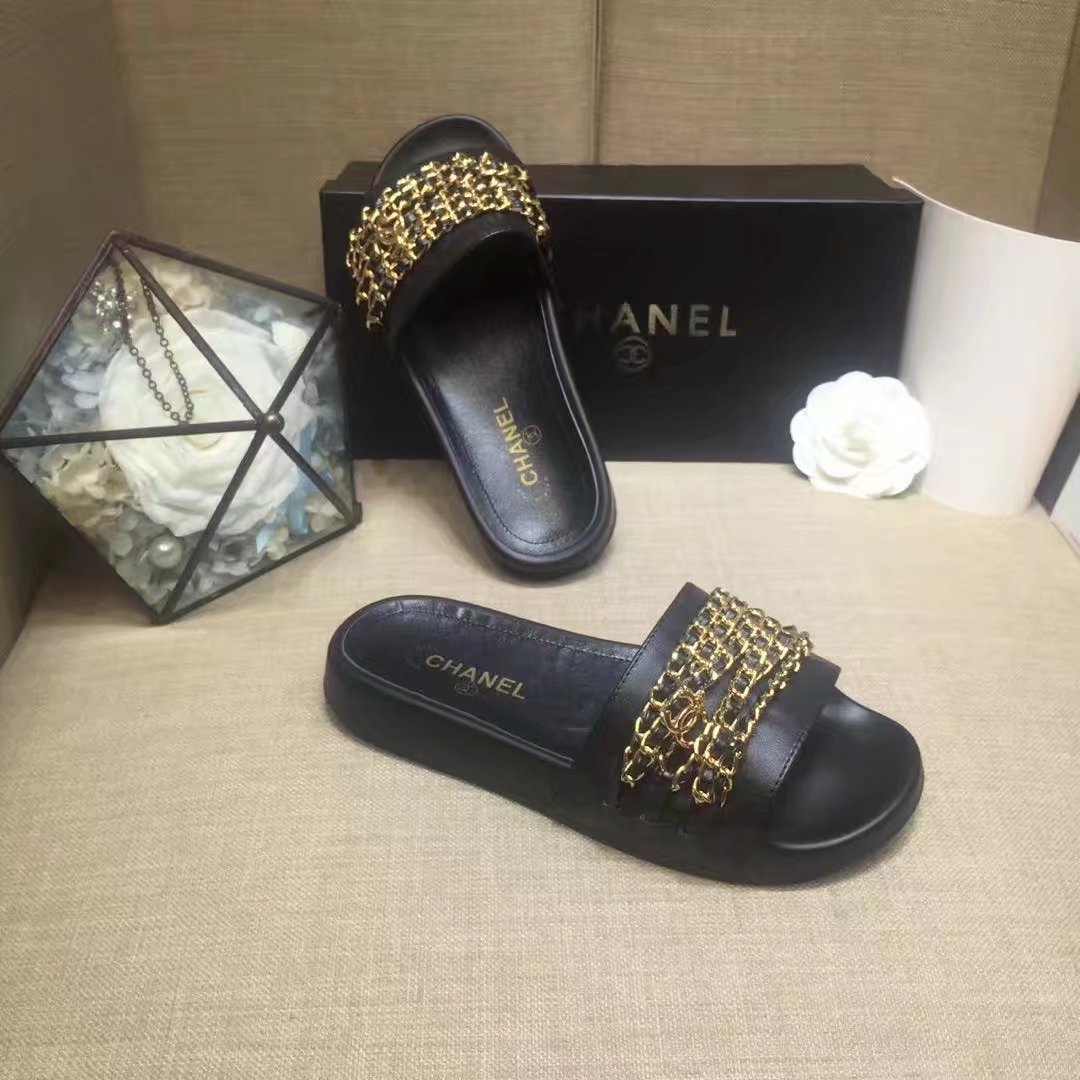 Chanel Slipper Leather CH2149 Black Chanel Slipper Leather CH2149 Black