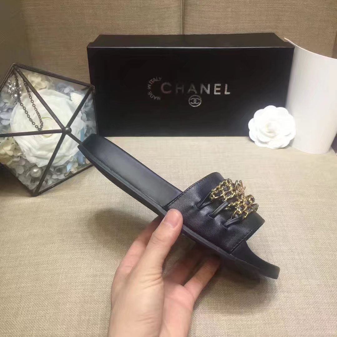 Chanel Slipper Leather CH2149 Black Chanel Slipper Leather CH2149 Black