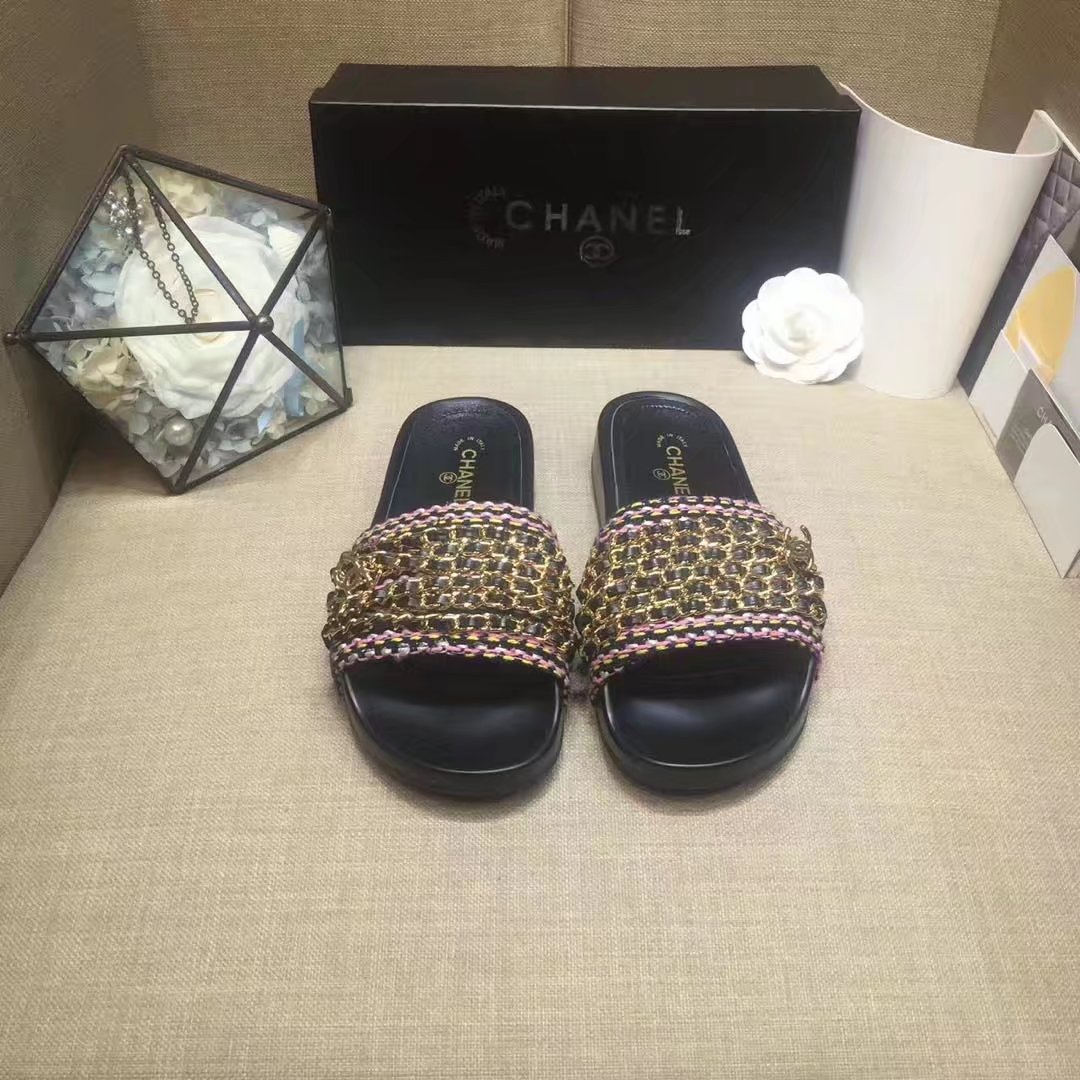 Chanel Slipper Leather CH2149 Black Chanel Slipper Leather CH2149 Black